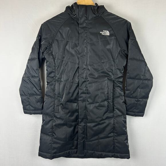 The North Face Metallic Black Parka Hooded Jacket Winter CC19 Girls' Size M